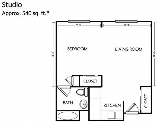 Studio Floor Plan Studio Floor Plan at Cogir of Manteca, Manteca, California